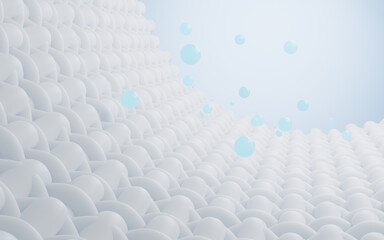 Obraz premium Abstract braided fabric and floating spheres, 3d rendering.