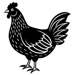 Cute Silhouette of a Chicken line art vector cartoon illustration