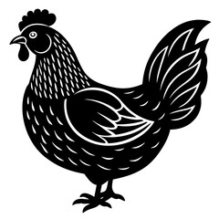 Cute Silhouette of a Chicken line art vector cartoon illustration