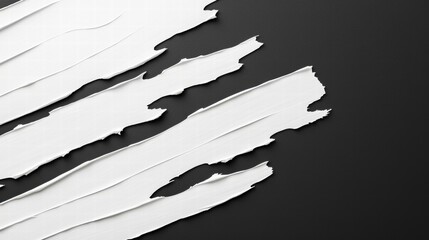 Dynamic Abstract Composition of White Brush Strokes on Black Background for Creative Use