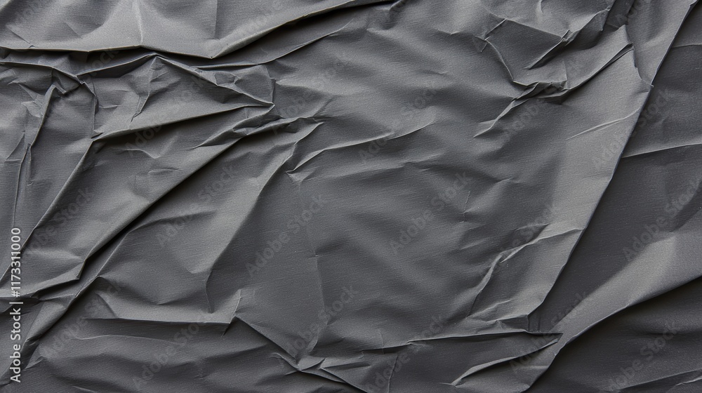 Poster raw abstract composition featuring crumpled black material in unique textured design