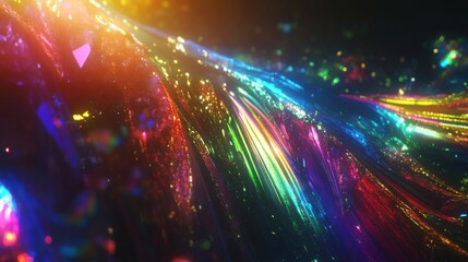 Obraz premium A colorful, rainbow-colored stream of light is projected onto a black background