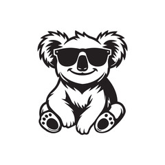 Obraz premium Cute baby Koala sitting wearing sunglass illustration vector, Koala clipart Design, Funny Koala Design 