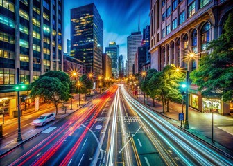 Obraz premium Long Exposure City Lights Blurred Streetscape - Yours or Mine?