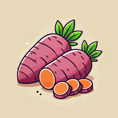 illustration of sweet potato and vegetables