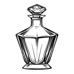 Glass decanter with a diamond stopper.