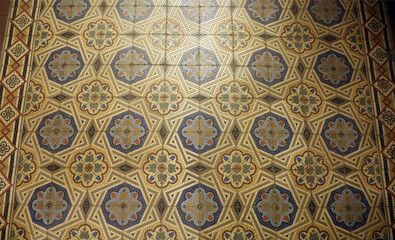 Architectural mosaic detail, abstract background for street, bath and pool.Mosaic floor.