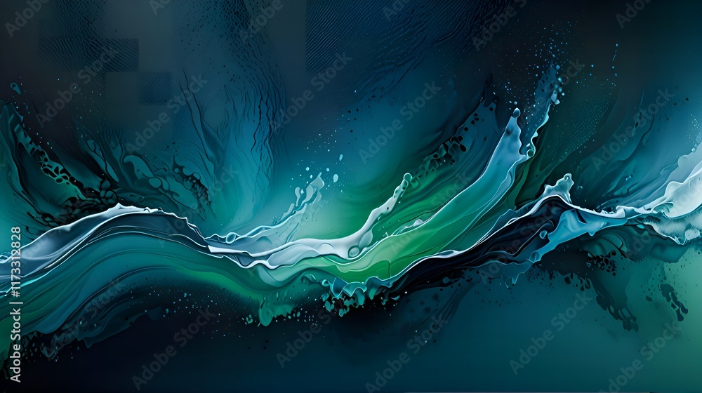 Poster gradient drak green and ice blue grainy color gradient background dark abstract backdrop banner post