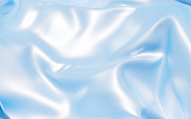 Flying blue silk textile fabric flag background, 3d rendering.