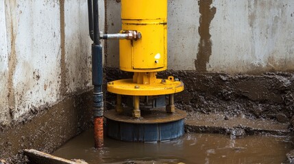 Sump pump with yellow backup for underground water drainage
