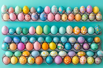 Fototapeta premium Colorful Easter Eggs in a Carton Display