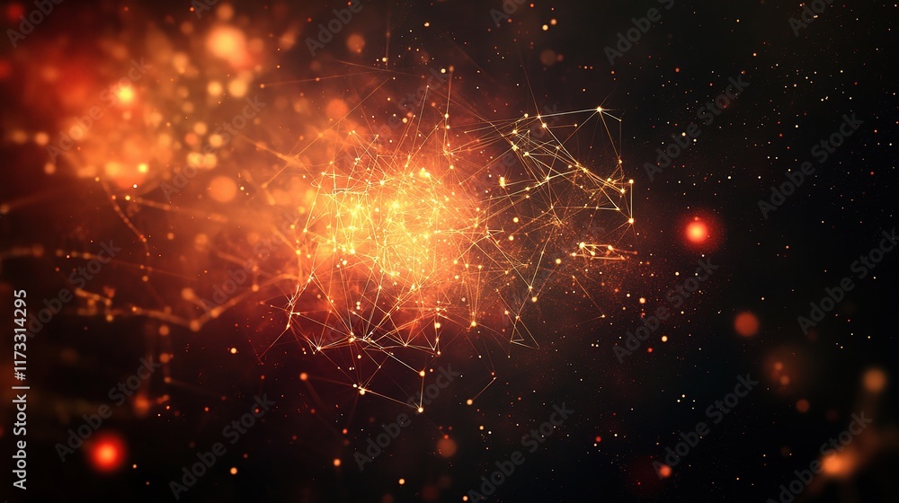 Poster glowing abstract data flow with digital points and lines