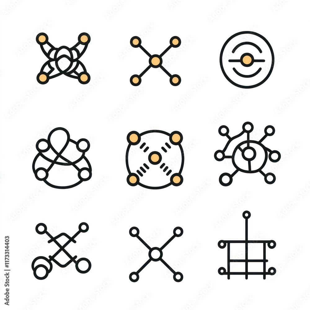 Poster abstract network connection icons graphic design