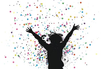 person outline celebrating with confetti