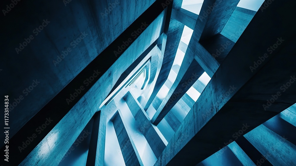 Poster abstract geometric background with sharp blue tones and shapes