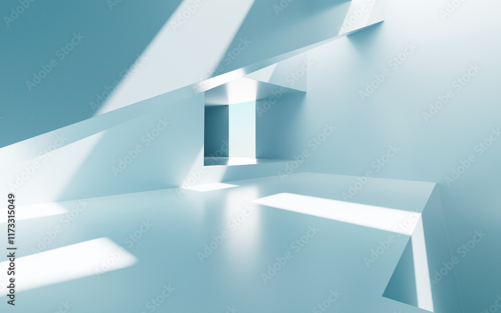 Aufkleber white abstract architecture background, 3d rendering.