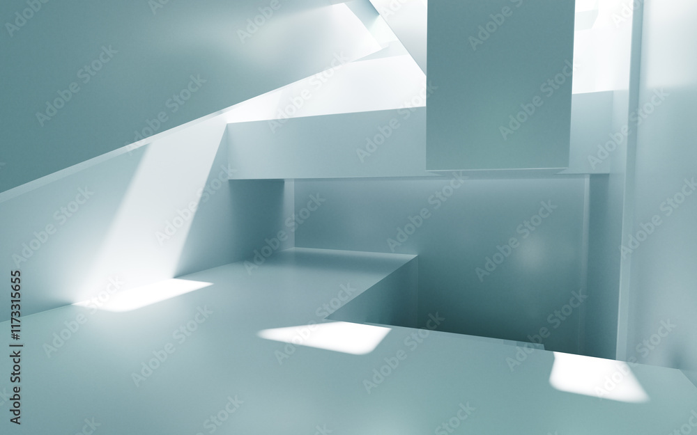 Aufkleber white abstract architecture background, 3d rendering.
