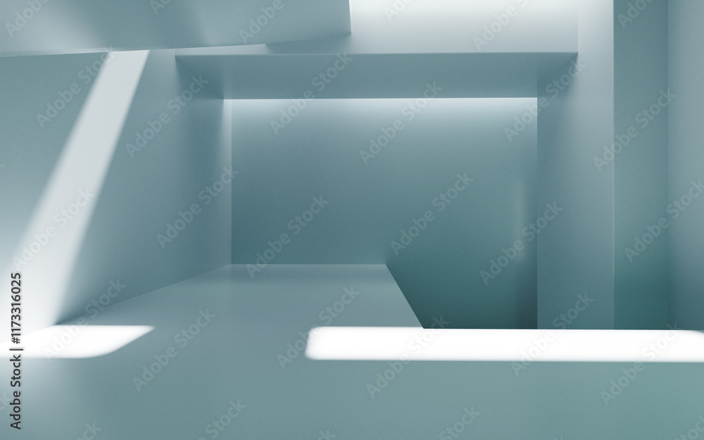 Aufkleber white abstract architecture background, 3d rendering.