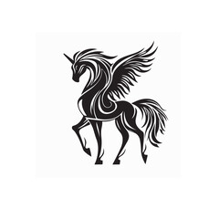 Pegasus Logo Vector. Standing Pegasus logo Stock Illustrations on white background.
