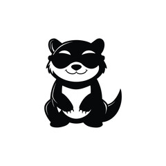Cute baby Otter sitting wearing sunglass illustration vector, Otter clipart Design, Funny Otter Design