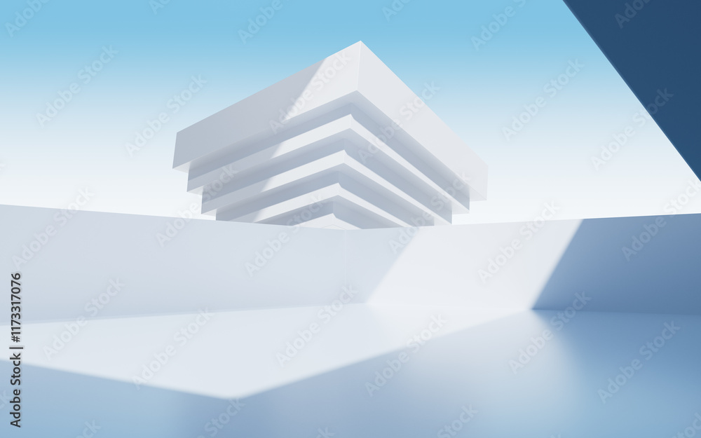Poster white abstract architecture background, 3d rendering.