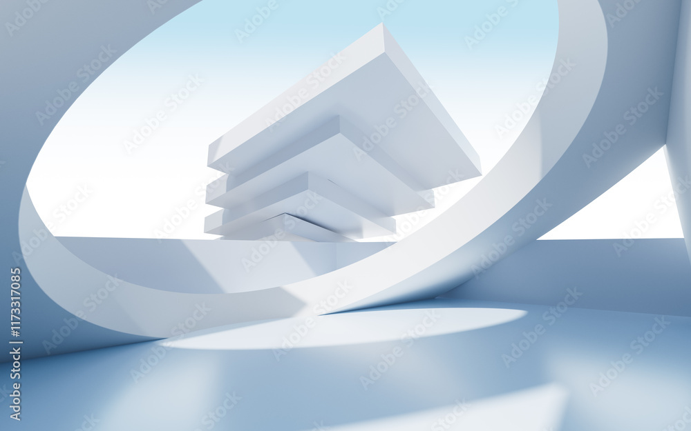 Aufkleber white abstract architecture background, 3d rendering.