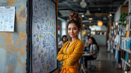 Portrait of a young female entrepreneur in a modern coworking center