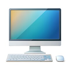 Fototapeta premium High-resolution image of a computer desk with monitor, mouse, and keyboard in focus