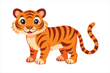 cute tiger cartoon vector illustration, isolated on white background 