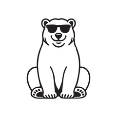 Cute baby Polar bear sitting wearing sunglass illustration vector, Polar bear clipart Design, Funny Polar bear Design
