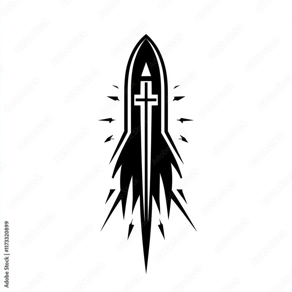 Aufkleber abstract rocket design featuring a cross