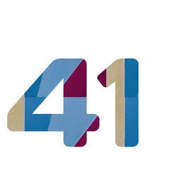 number 41 on colorful paper
