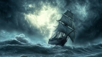 A ship sailing through a storm, representing determination to keep moving forward despite obstacles.