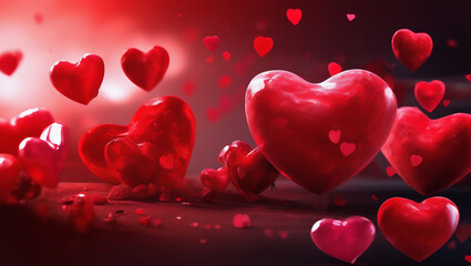 red hearts on a red background