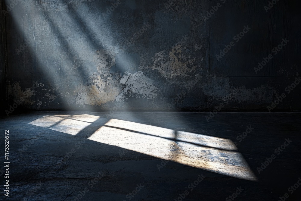 Aufkleber a window is letting in sunlight, casting a shadow on the floor. the room is empty and has a wall wit