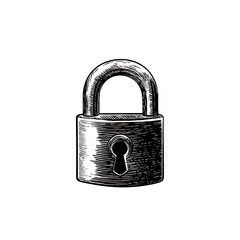 Naklejka premium Padlock sketch isolated on white.