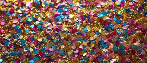 A colorful pile of glittery confetti