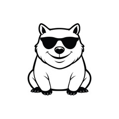 Fototapeta premium Cute baby Wombat sitting wearing sunglass illustration vector, Wombat clipart Design, Funny Wombat Design 