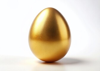 Luminous Golden Egg, 3D Render, Isolated on White Background, Low Light Photography