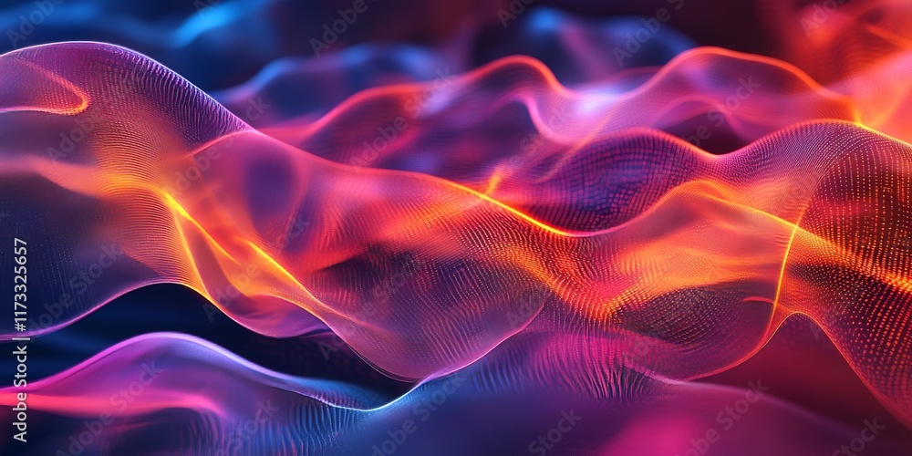Poster a vibrant abstract image featuring colorful, flowing wave patterns with dynamic lines and a modern d