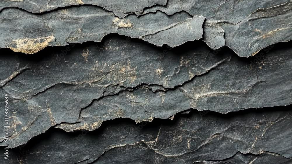 Aufkleber textured layers of dark slate stone revealing natural patterns and geological features in close-up v