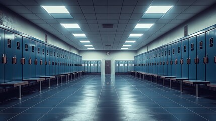 Fototapeta premium Locker room scene sports facility interior photo clean environment