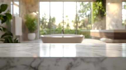Fototapeta premium Relaxing bathtub scene modern bathroom interior design serene view