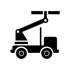 Platform Bucket Truck Silhouette Icon. Construction Equipment Vector Illustration