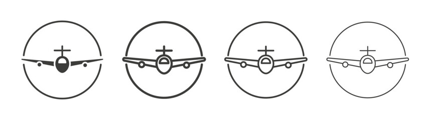 Airplane icon flat and linear vector illustration on white background.