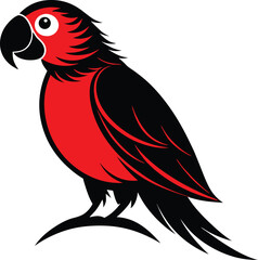  A red color parrot macaw bird icon isolated on white background 