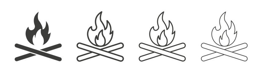 Bonfire icon flat and linear vector illustration on white background.