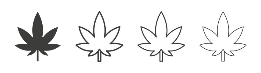 Cannabis leaf icon flat and linear vector illustration on white background.