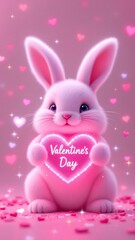 Adorable Pink Bunny with Valentine's Day Heart