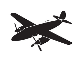 A black silhouette of an airplane icon